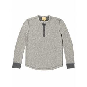Lucky Brand Men’s Lived-In Thermal Henley Shirt Grey Size Large